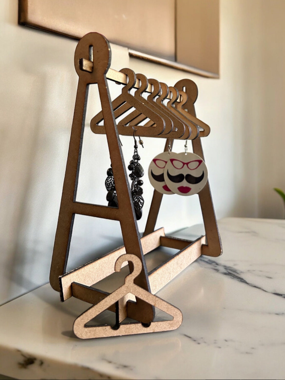 Customizable Mini Earring Holder with Hangers - Laser Cut and Handmade