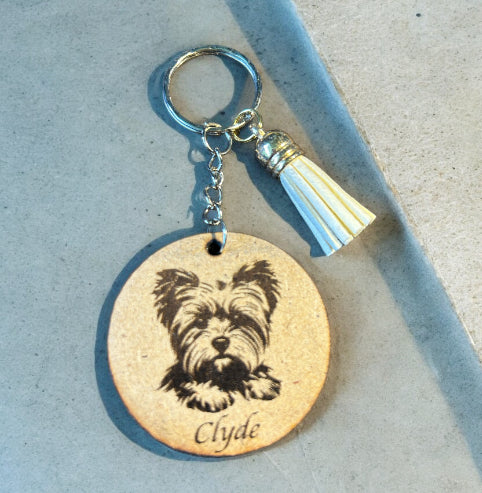 Customizable Keychain with Laser-Cut and Engraved Dog Design