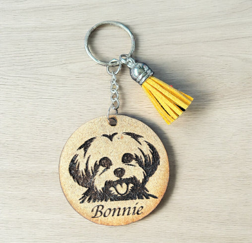 Customizable Keychain with Laser-Cut and Engraved Dog Design