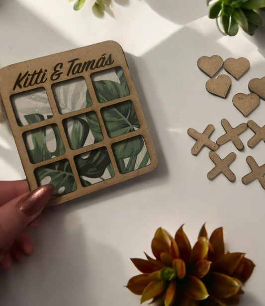 Personalized Laser-Cut Wedding Tic-Tac-Toe Game