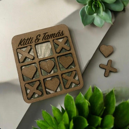 Personalized Laser-Cut Wedding Tic-Tac-Toe Game