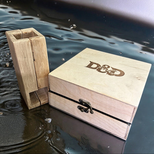 Handgefertigtes DnD-Würfel-Aufbewahrungsset mit Würfelturm und Tablett – Perfekt für Tabletop-RPGs